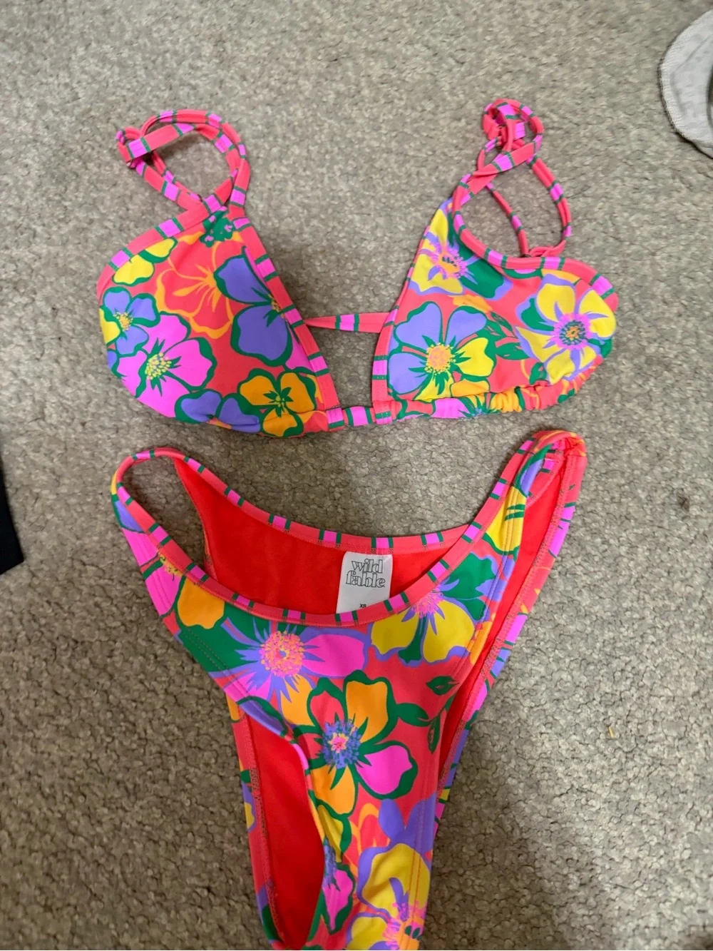 Vibrant Floral Bikini Set - Bright Multicolor